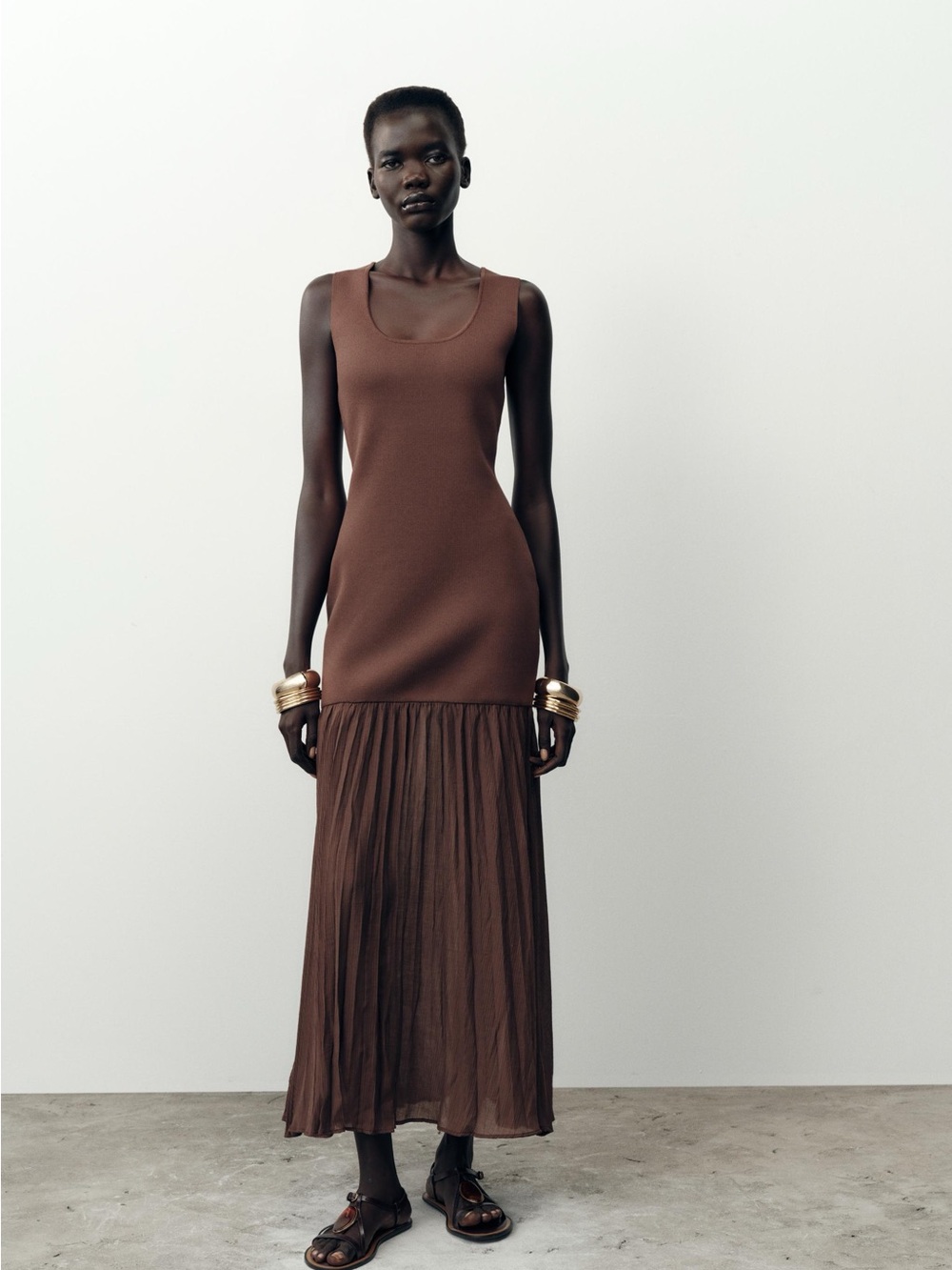 Zara chocolate brown knit dress